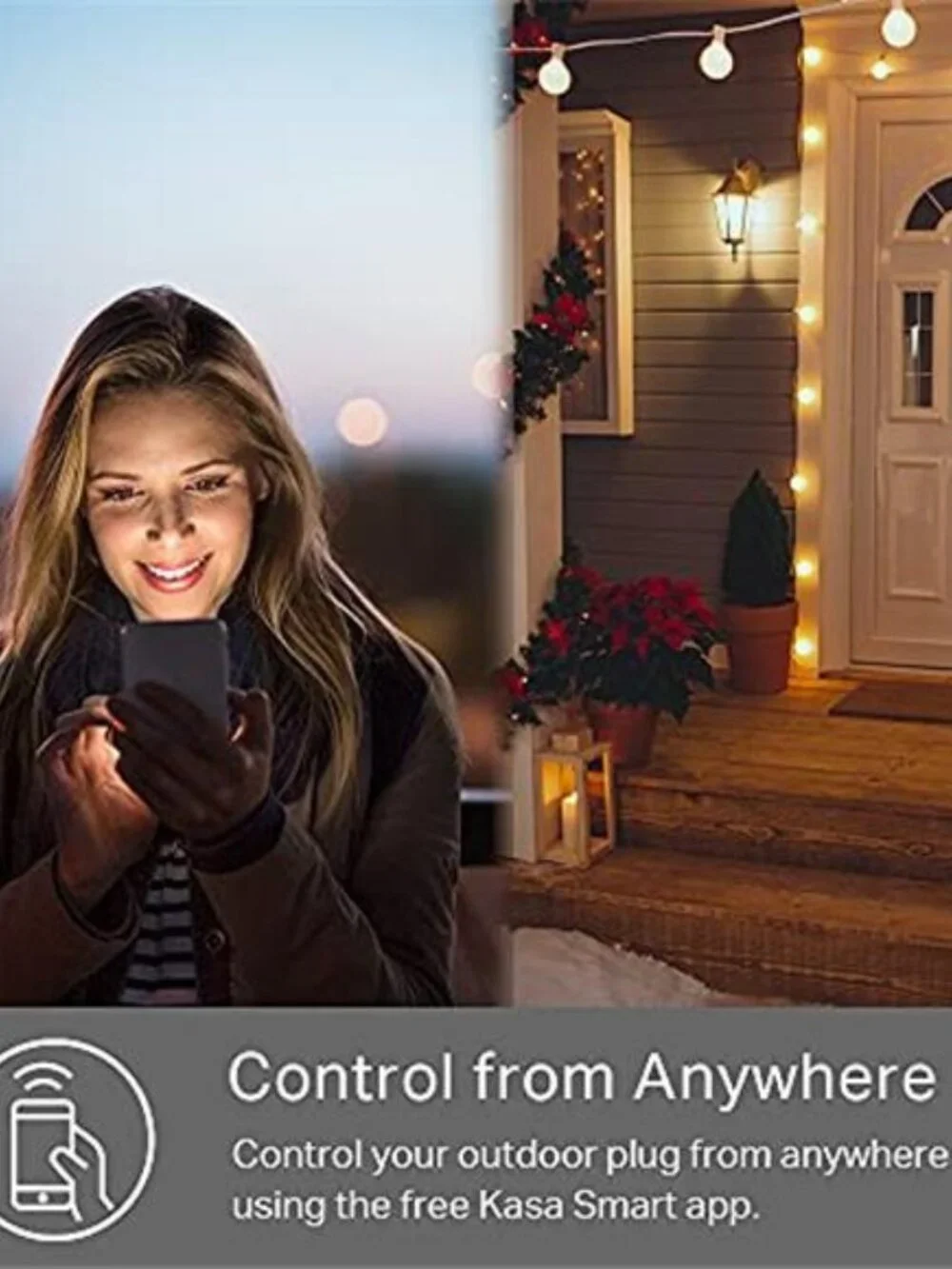 Outdoor Smart Plug,Smart Home Wi-Fi Outlet with 2Sockets,IP64 Weather Resistance